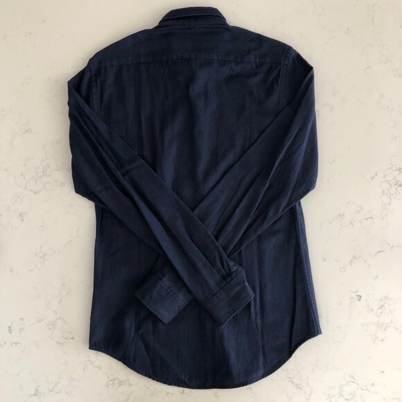 Zara Man Relaxed Fit Casual Lg Slv Button Down Cotton Oxford Shirt Navy Sz S NWT - Picture 5 of 13